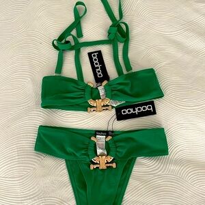 Sexy Green Boohoo Swimsuit with Gold hardware